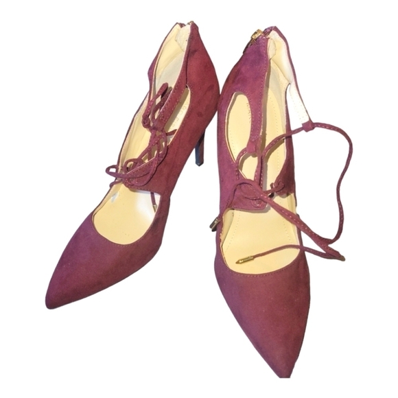 Marc Fisher Suede 4" Lace-Up Zip back Ankle Closure Heels Sz 8.5 - Picture 9 of 13